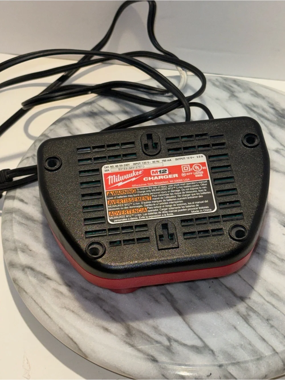 OEM Milwaukee 48-59-2401 M12 12V Lith Ion Battery Charger 12 Volt Genuine
